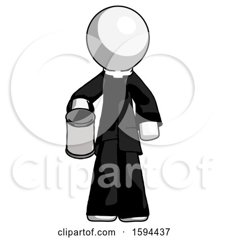 White Clergy Man Begger Holding Can Begging or Asking for Charity by Leo Blanchette