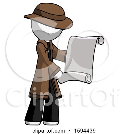 White Detective Man Holding Blueprints or Scroll by Leo Blanchette