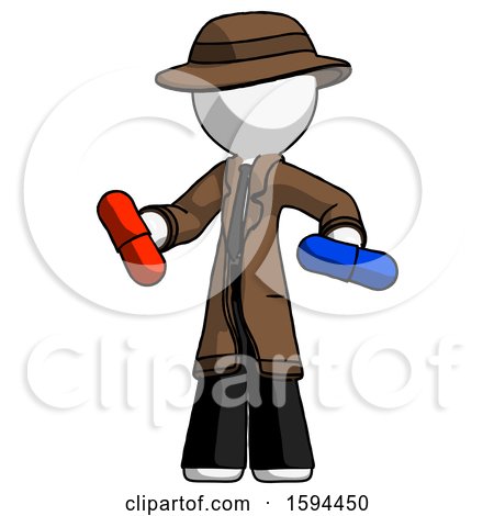 White Detective Man Red Pill or Blue Pill Concept by Leo Blanchette