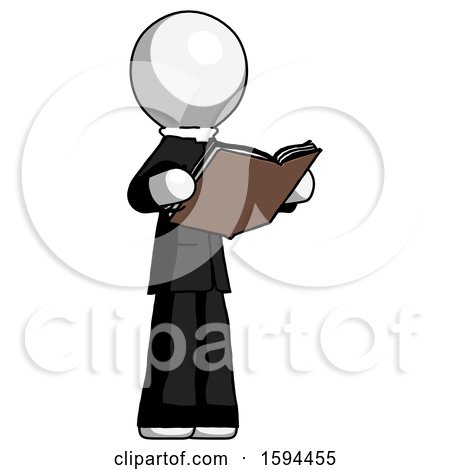 White Clergy Man Reading Book While Standing up Facing Away by Leo Blanchette