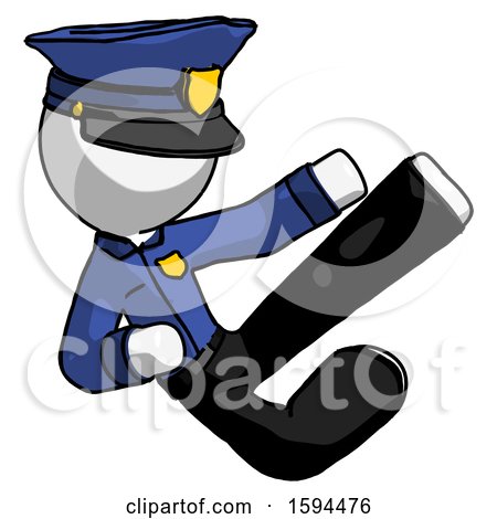 White Police Man Flying Ninja Kick Right by Leo Blanchette