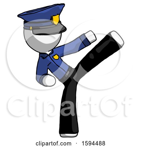 White Police Man Ninja Kick Right by Leo Blanchette