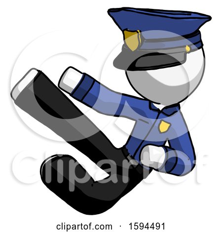 White Police Man Flying Ninja Kick Left by Leo Blanchette