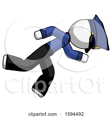 White Police Man Running While Falling down by Leo Blanchette
