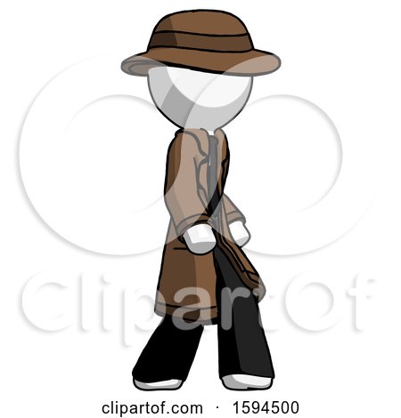 White Detective Man Walking Turned Right Front View by Leo Blanchette