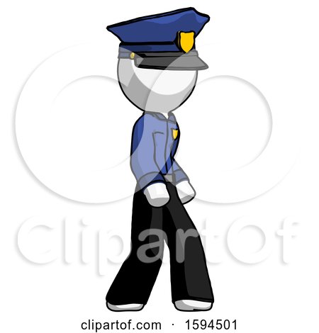White Police Man Walking Turned Right Front View by Leo Blanchette