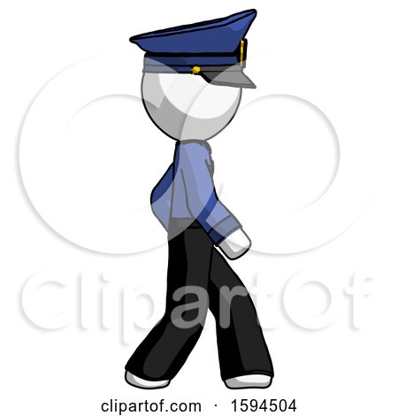 White Police Man Walking Right Side View by Leo Blanchette