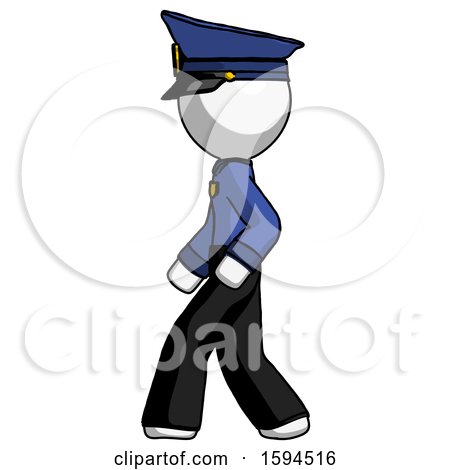 White Police Man Walking Left Side View by Leo Blanchette