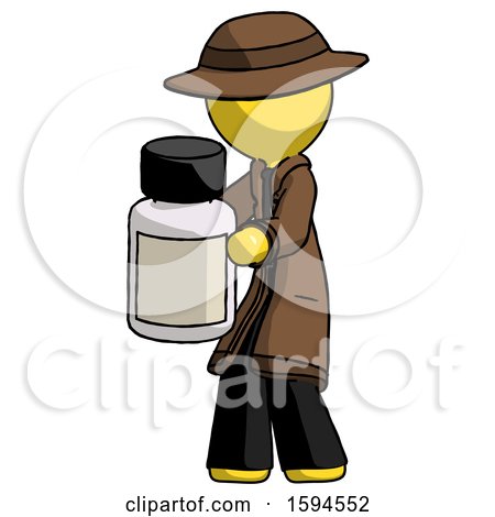 Yellow Detective Man Holding White Medicine Bottle by Leo Blanchette