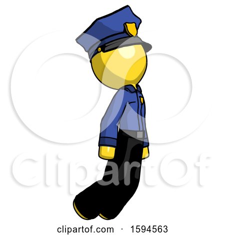 Yellow Police Man Floating Through Air Right by Leo Blanchette