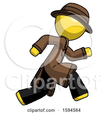 Yellow Detective Man Running Fast Right by Leo Blanchette