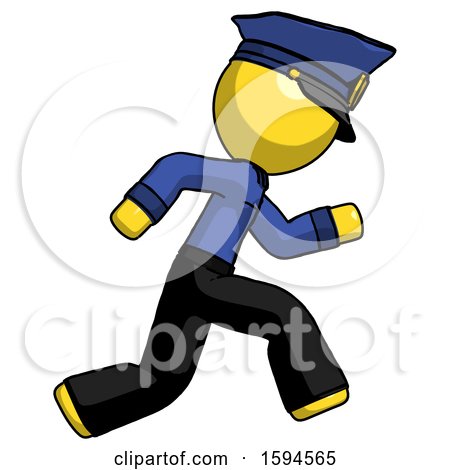 Yellow Police Man Running Fast Right by Leo Blanchette