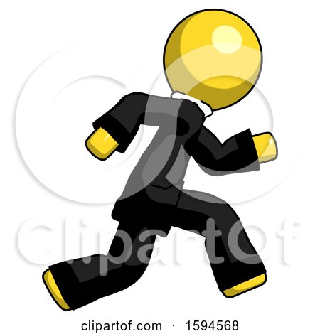 Yellow Clergy Man Running Fast Right by Leo Blanchette