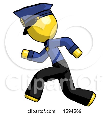 Yellow Police Man Running Fast Left by Leo Blanchette