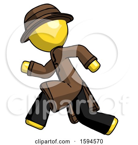 Yellow Detective Man Running Fast Left by Leo Blanchette