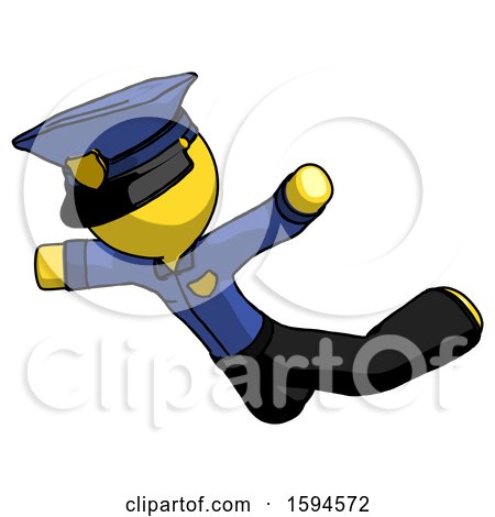 Yellow Police Man Skydiving or Falling to Death by Leo Blanchette