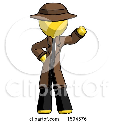Yellow Detective Man Waving Left Arm with Hand on Hip by Leo Blanchette