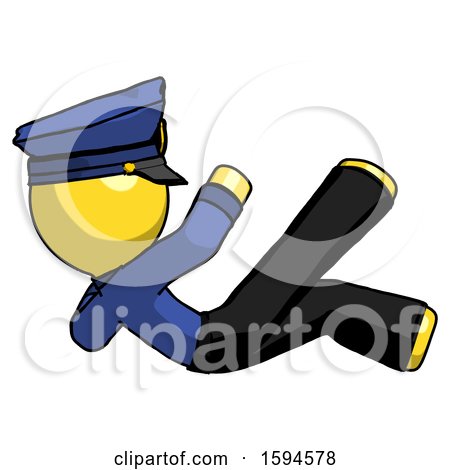 Yellow Police Man Falling Backwards by Leo Blanchette