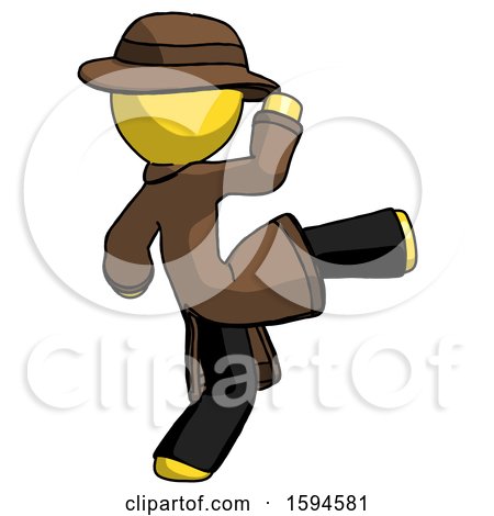 Yellow Detective Man Kick Pose by Leo Blanchette