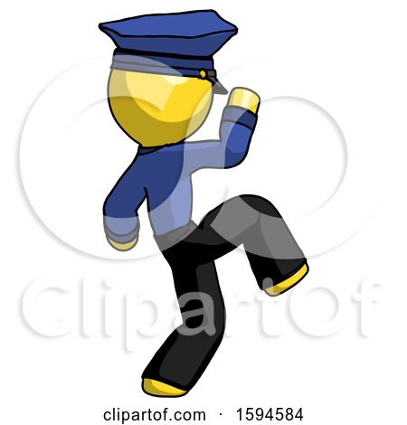 Yellow Police Man Kick Pose Start by Leo Blanchette