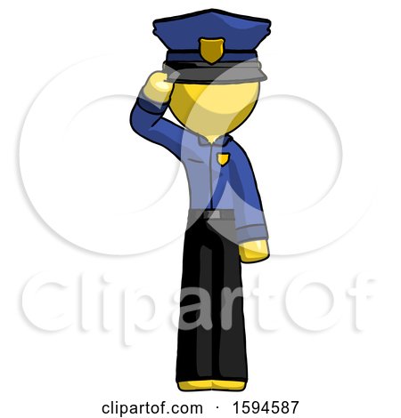 Yellow Police Man Soldier Salute Pose by Leo Blanchette
