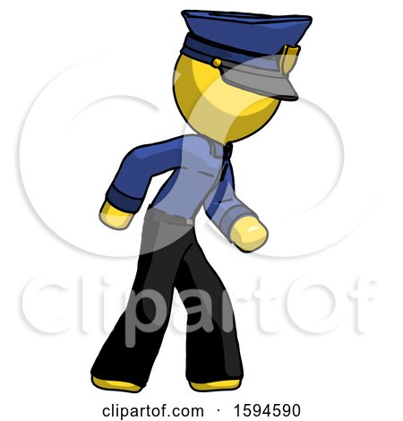 Yellow Police Man Suspense Action Pose Facing Right by Leo Blanchette