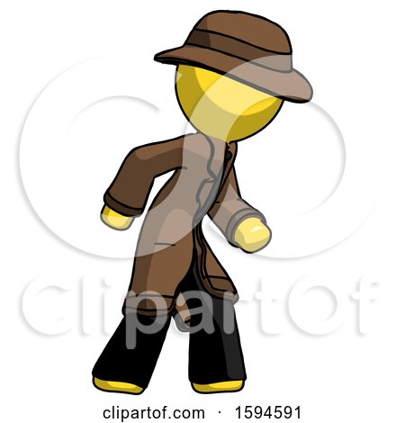 Yellow Detective Man Suspense Action Pose Facing Right by Leo Blanchette