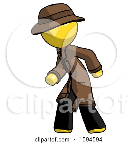 Yellow Detective Man Suspense Action Pose Facing Left by Leo Blanchette
