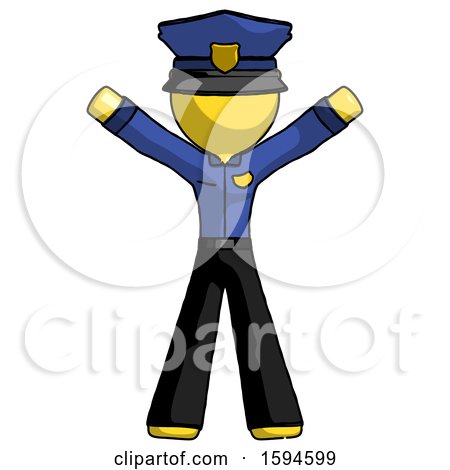Yellow Police Man Surprise Pose, Arms and Legs out by Leo Blanchette