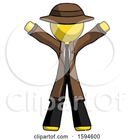 Yellow Detective Man Surprise Pose, Arms and Legs out by Leo Blanchette