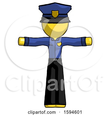 Yellow Police Man T-Pose Arms up Standing by Leo Blanchette