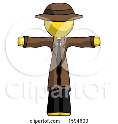 Yellow Detective Man T-Pose Arms up Standing by Leo Blanchette