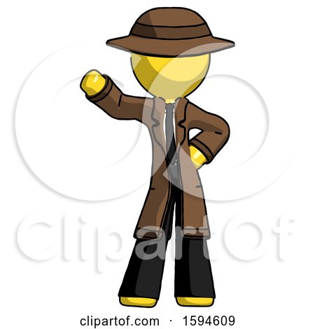 Yellow Detective Man Waving Right Arm with Hand on Hip by Leo Blanchette