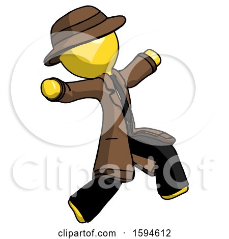 Yellow Detective Man Running Away in Hysterical Panic Direction Right by Leo Blanchette