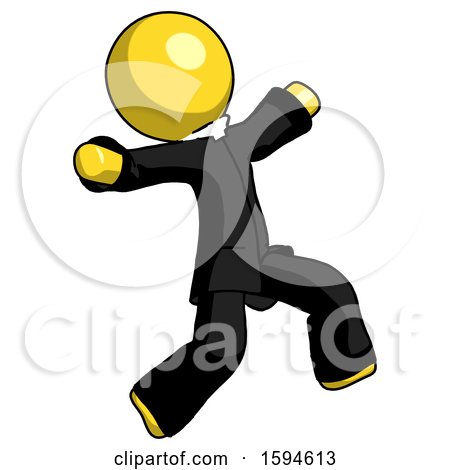 Yellow Clergy Man Running Away in Hysterical Panic Direction Right by Leo Blanchette