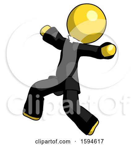 Yellow Clergy Man Running Away in Hysterical Panic Direction Left by Leo Blanchette