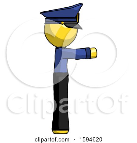 Yellow Police Man Pointing Right by Leo Blanchette