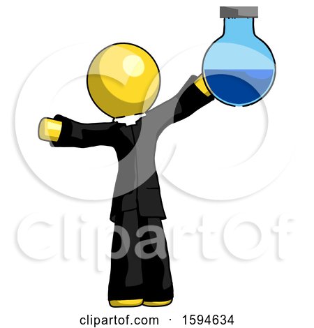 Yellow Clergy Man Holding Large Round Flask or Beaker by Leo Blanchette