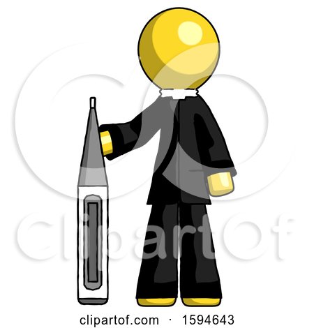 Yellow Clergy Man Standing with Large Thermometer by Leo Blanchette