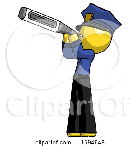 Yellow Police Man Thermometer in Mouth by Leo Blanchette