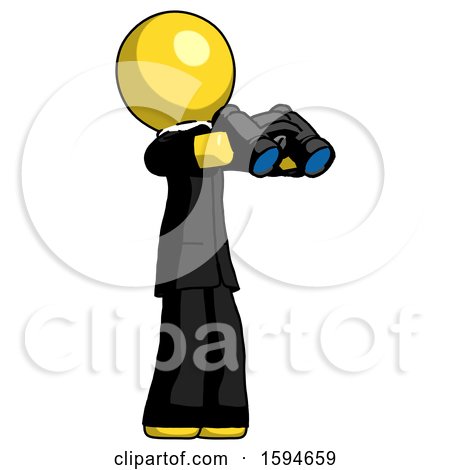 Yellow Clergy Man Holding Binoculars Ready to Look Right by Leo Blanchette
