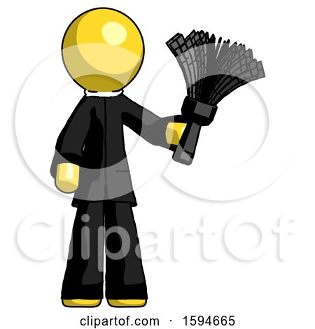 Yellow Clergy Man Holding Feather Duster Facing Forward by Leo Blanchette