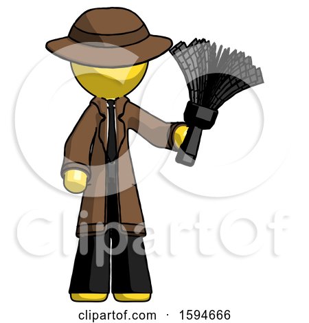Yellow Detective Man Holding Feather Duster Facing Forward by Leo Blanchette