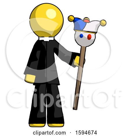 Yellow Clergy Man Holding Jester Staff by Leo Blanchette