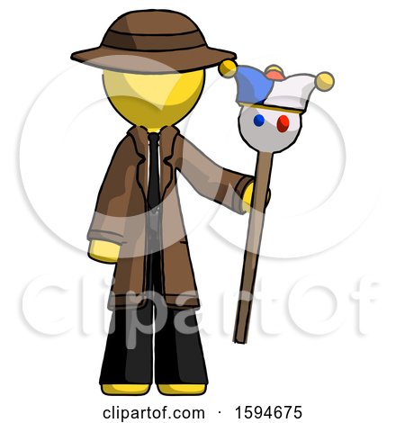 Yellow Detective Man Holding Jester Staff by Leo Blanchette