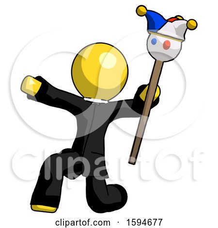 Yellow Clergy Man Holding Jester Staff Posing Charismatically by Leo Blanchette