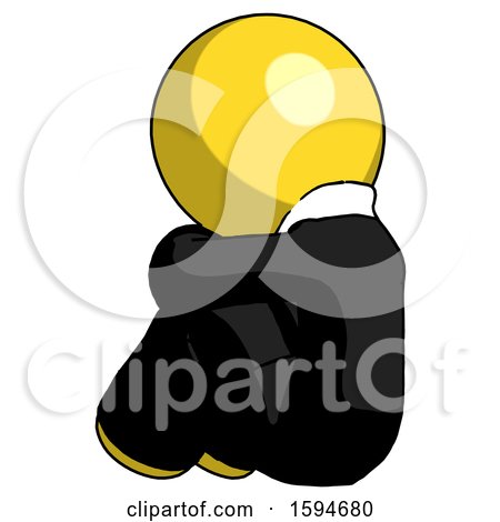 Yellow Clergy Man Sitting with Head down Back View Facing Left by Leo Blanchette