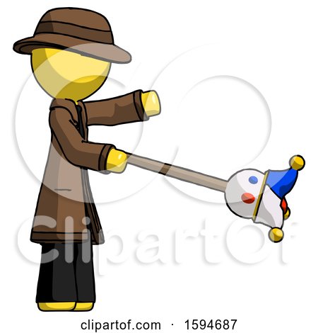 Yellow Detective Man Holding Jesterstaff - I Dub Thee Foolish Concept by Leo Blanchette