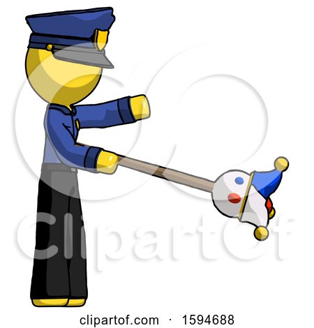 Yellow Police Man Holding Jesterstaff - I Dub Thee Foolish Concept by Leo Blanchette