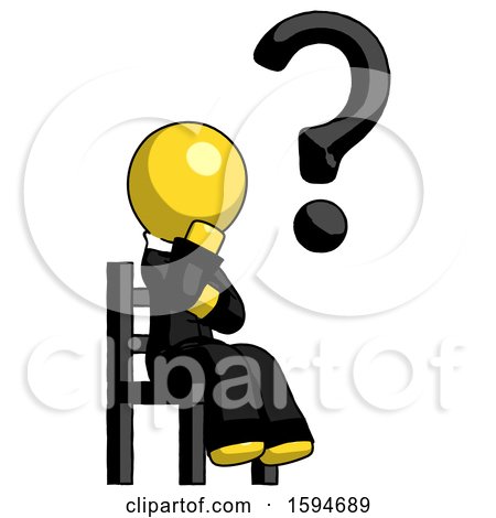 Yellow Clergy Man Question Mark Concept, Sitting on Chair Thinking by Leo Blanchette